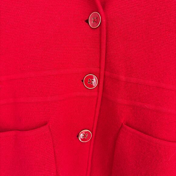 Talbots Petites Red 100% Merino Wool Cardigan Blazer Size LP Business Casual - Picture 4 of 9